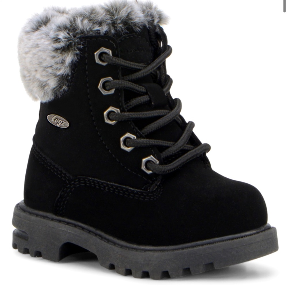 LUGZ Toddler black empire boot with fur size 6